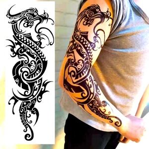 Temporary Dragon Sleeve Tattoo 19”x 7”